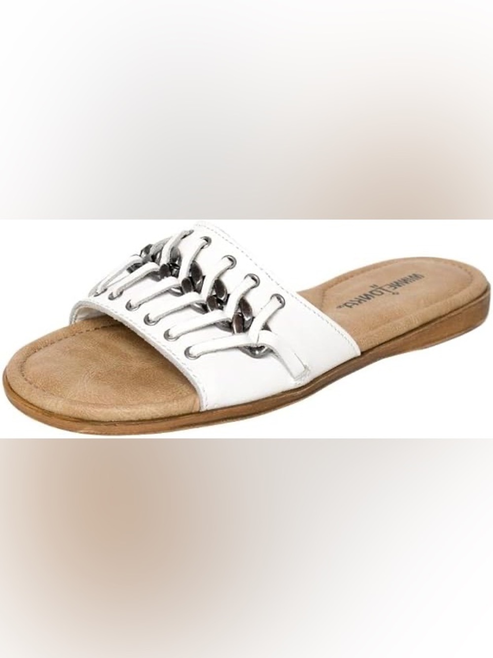 Minnetonka Paris Slide Sandal Leather Women 9 White